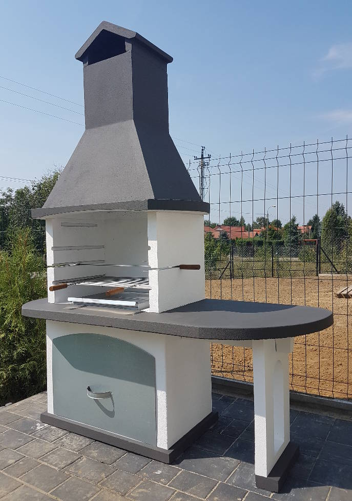 grill betonowy ignis ze stolikiem kominek darkom